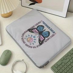 Printed Butterfly Skull Laptop Bag, Soft Surface, Zipper Case Bag