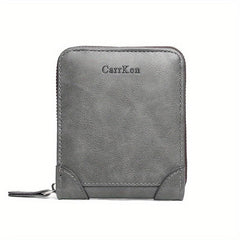 Men's Business PU Leather Short Wallet Zipper Coin Purse Money Clip