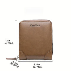 Men's Business PU Leather Short Wallet Zipper Coin Purse Money Clip