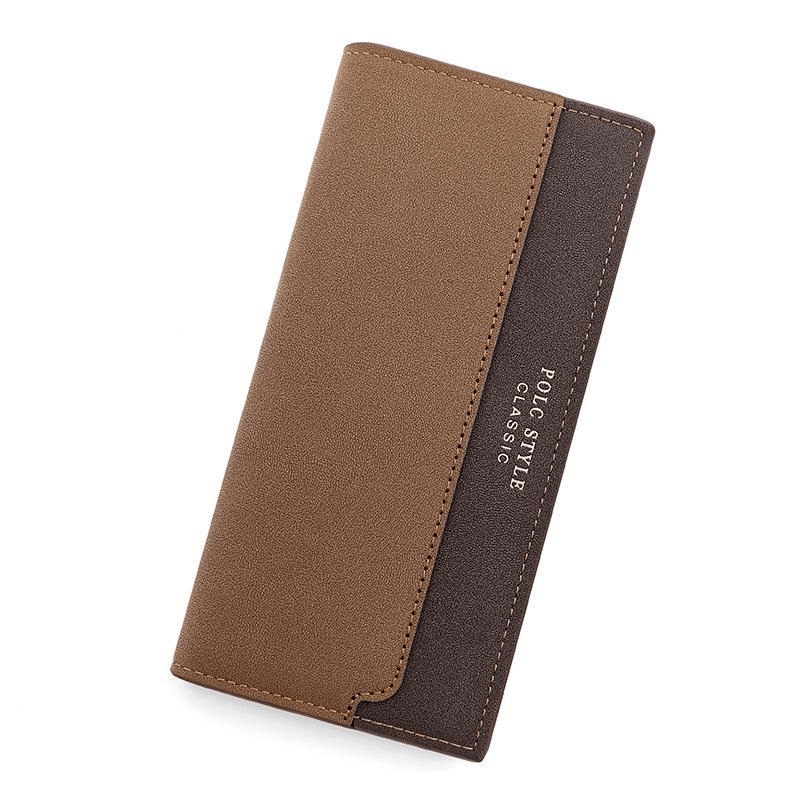 Men's Casual PU Leather Long Wallet Contrast Clutch Bag