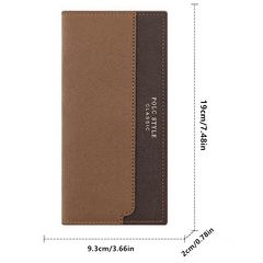 Men's Casual PU Leather Long Wallet Contrast Clutch Bag