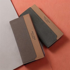 Men's Casual PU Leather Long Wallet Contrast Clutch Bag