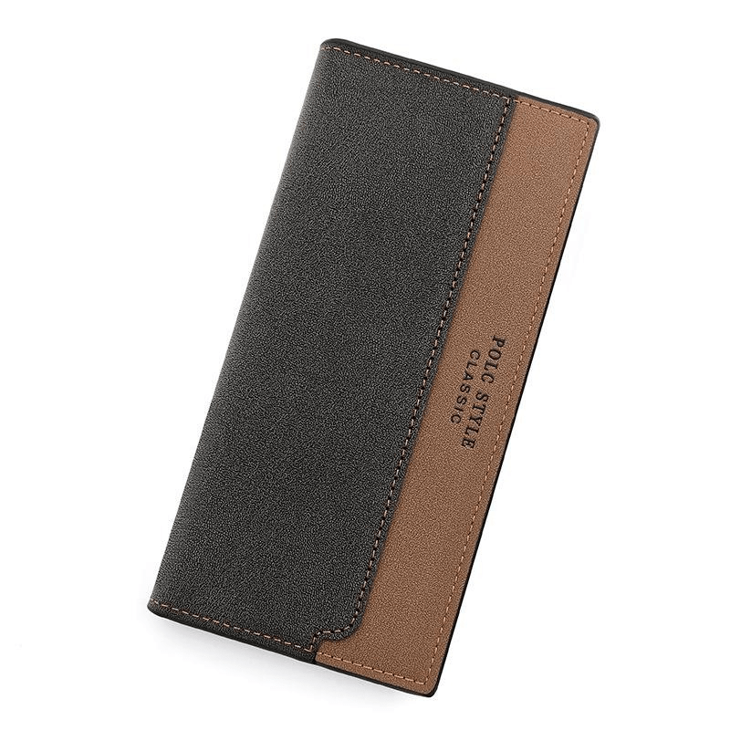 Men's Casual PU Leather Long Wallet Contrast Clutch Bag