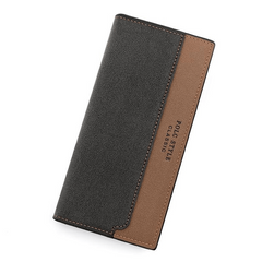 Men's Casual PU Leather Long Wallet Contrast Clutch Bag