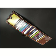 Men's PU Leather Long Wallet Zipper Card Slots Money Clip Coin Purse