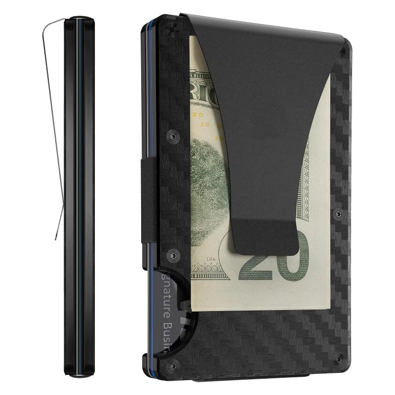 RFID Blocking Slim Wallet for Men with Money Clip