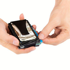 RFID Carbon Fiber Metal Case with Money Clip Credit Card Holder