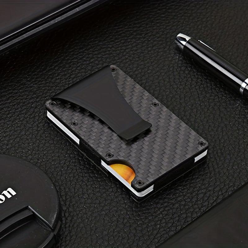 RFID Carbon Fiber Metal Case with Money Clip Credit Card Holder