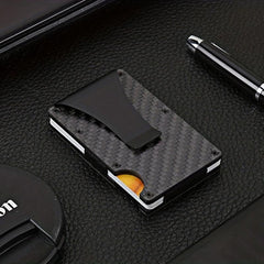 RFID Carbon Fiber Metal Case with Money Clip Credit Card Holder