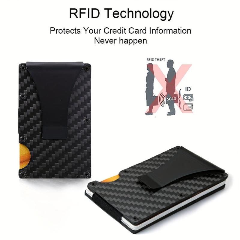 RFID Carbon Fiber Metal Case with Money Clip Credit Card Holder