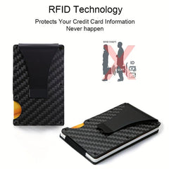 RFID Carbon Fiber Metal Case with Money Clip Credit Card Holder