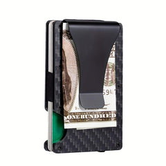 RFID Carbon Fiber Metal Case with Money Clip Credit Card Holder