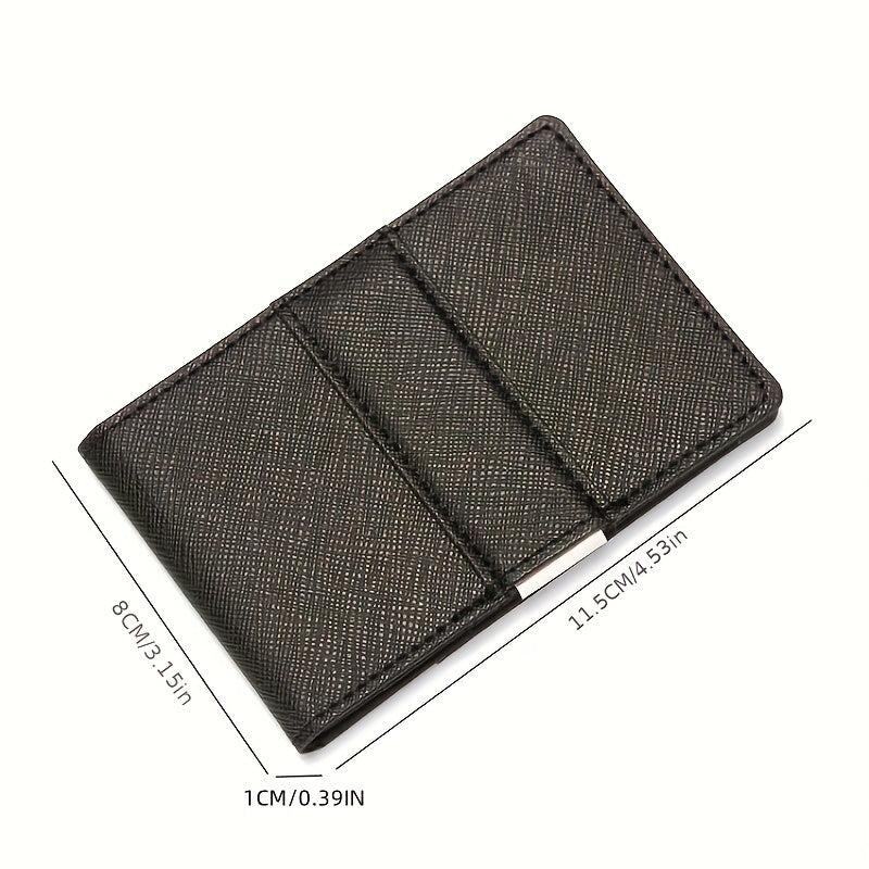 RFID Blocking Card Holder Stainless Steel Money Clip Men's PU Leather Wallet