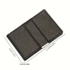 RFID Blocking Card Holder Stainless Steel Money Clip Men's PU Leather Wallet