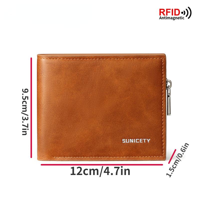 Men's Business Leather Wallet RFID Blocking Card Holder Coin Purse