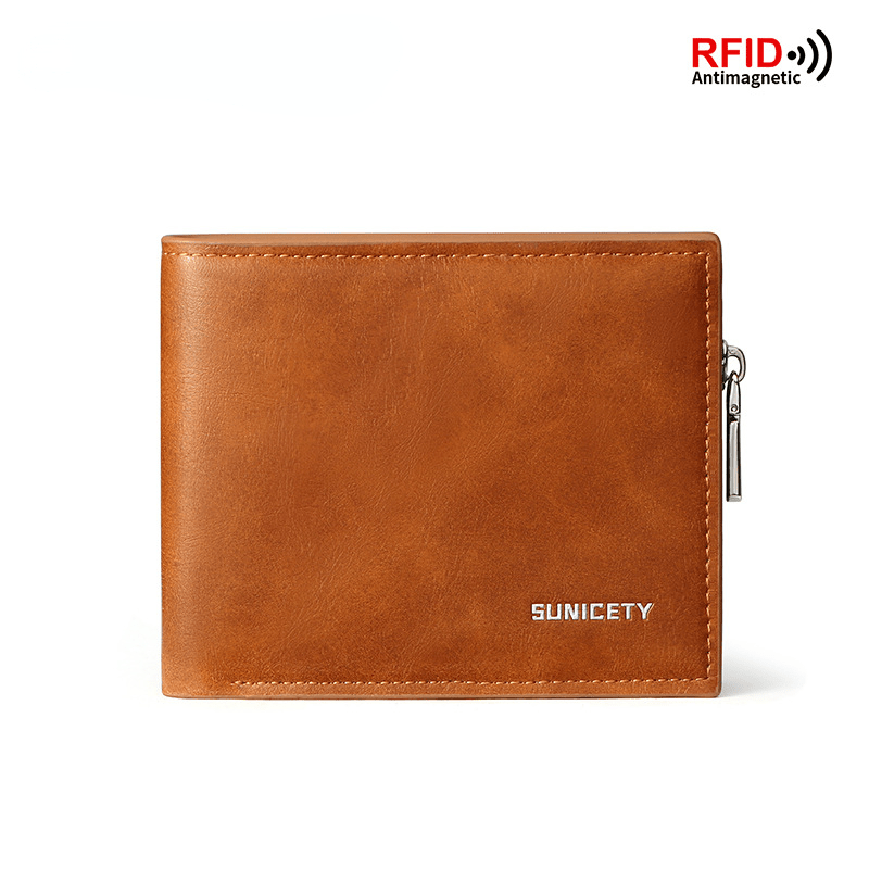 Men's Business Leather Wallet RFID Blocking Card Holder Coin Purse