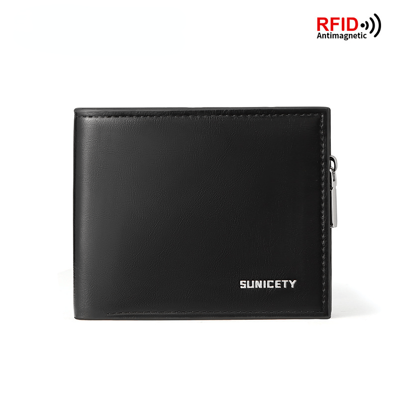 Men's Business Leather Wallet RFID Blocking Card Holder Coin Purse