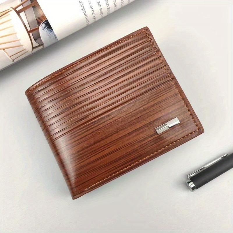 Men's Casual Striped Wallet Card Holder Zipper Coin Purse