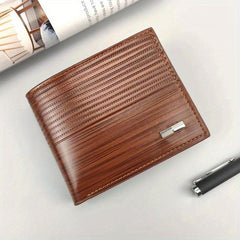 Men's Casual Striped Wallet Card Holder Zipper Coin Purse