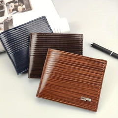 Men's Casual Striped Wallet Card Holder Zipper Coin Purse