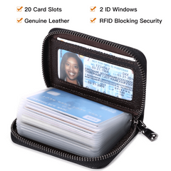 Men's RFID Blocking Zipper Wallet Leather Card Holder
