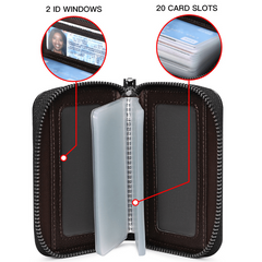 Men's RFID Blocking Zipper Wallet Leather Card Holder