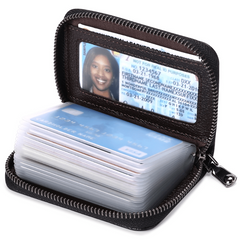 Men's RFID Blocking Zipper Wallet Leather Card Holder