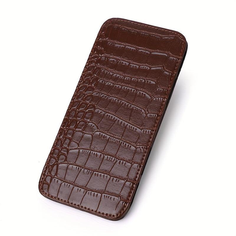 Slim Money Clip Wallet Crocodile Print Long Wallet 3 Card Slots