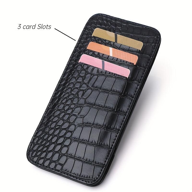 Slim Money Clip Wallet Crocodile Print Long Wallet 3 Card Slots