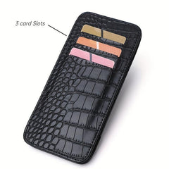 Slim Money Clip Wallet Crocodile Print Long Wallet 3 Card Slots