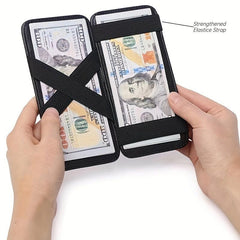 Slim Money Clip Wallet Crocodile Print Long Wallet 3 Card Slots