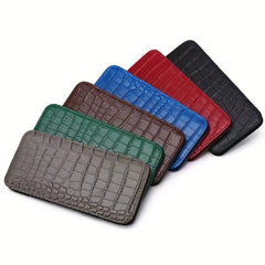 Slim Money Clip Wallet Crocodile Print Long Wallet 3 Card Slots