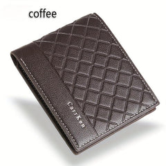 Men's Checkered Short Wallet Embossed Bifold with Card Slots Coin Purse