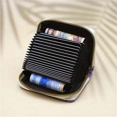 Card Holder Wallet PU Leather 18 Card Slots Zipper Bank Credit Card Case