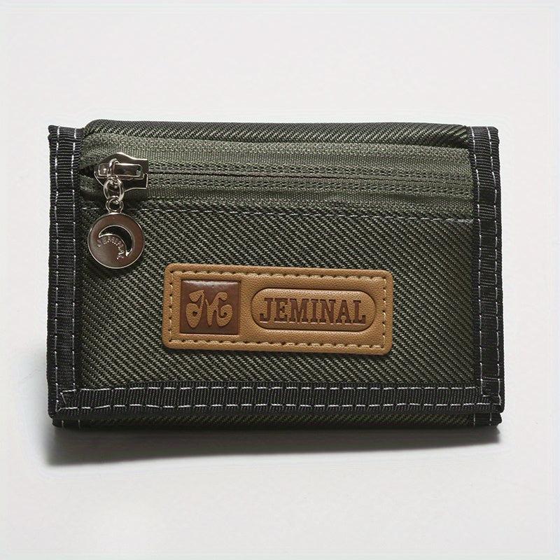 Men's Classic Canvas Wallet Zipper Coin Pocket Sports Money Clip