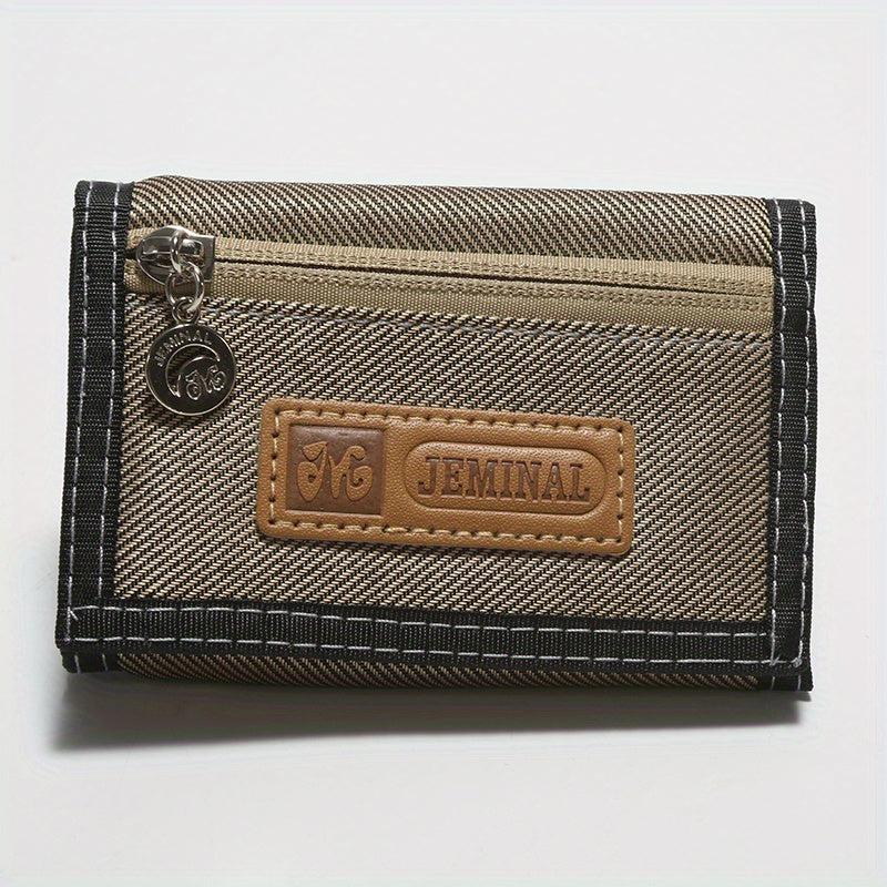 Men's Classic Canvas Wallet Zipper Coin Pocket Sports Money Clip