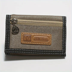 Men's Classic Canvas Wallet Zipper Coin Pocket Sports Money Clip