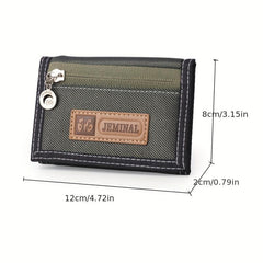 Men's Classic Canvas Wallet Zipper Coin Pocket Sports Money Clip