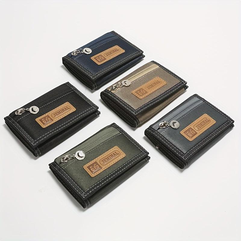 Men's Classic Canvas Wallet Zipper Coin Pocket Sports Money Clip