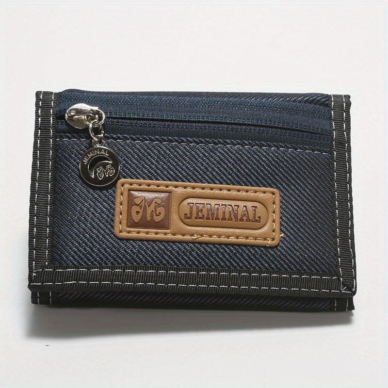 Men's Classic Canvas Wallet Zipper Coin Pocket Sports Money Clip