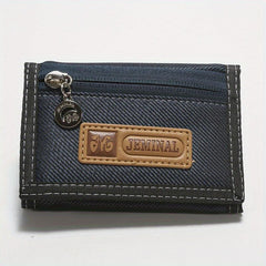 Men's Classic Canvas Wallet Zipper Coin Pocket Sports Money Clip