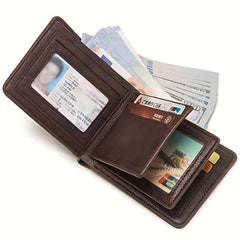 Men's Leather Short Wallet Coin Purse Ultra Thin Personalized Money Holder