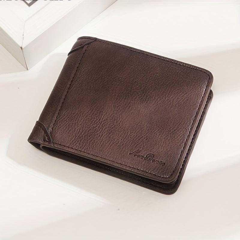 Men's Leather Short Wallet Coin Purse Ultra Thin Personalized Money Holder