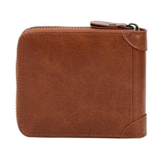 Men's PU Leather Wallet Vintage Zipper Card Holder Travel Storage