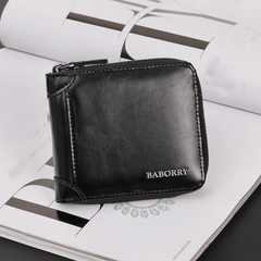 Men's PU Leather Wallet Vintage Zipper Card Holder Travel Storage