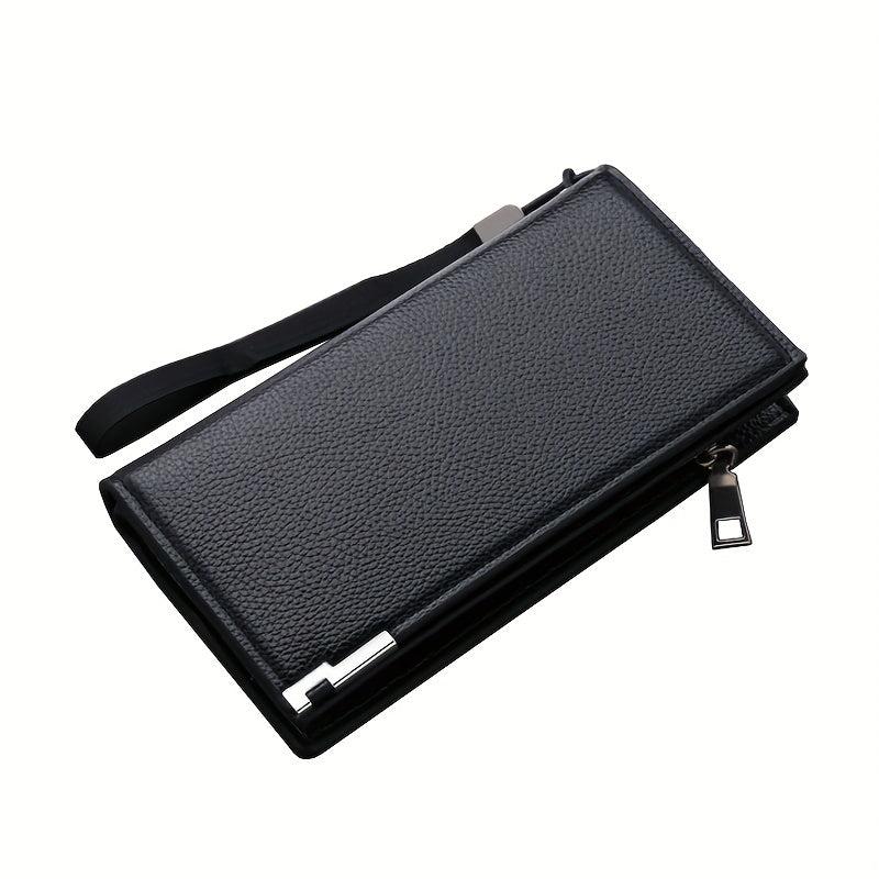 Men's Leather Zipper Long Wallet Business Large Wallet