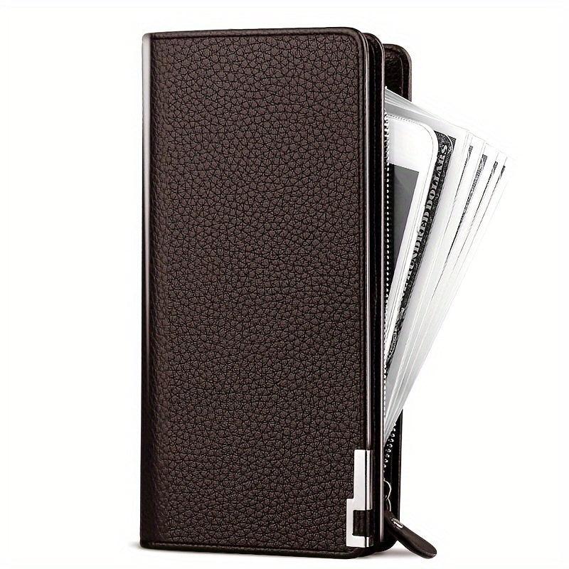 Men's Leather Zipper Long Wallet Business Large Wallet