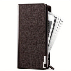 Men's Leather Zipper Long Wallet Business Large Wallet