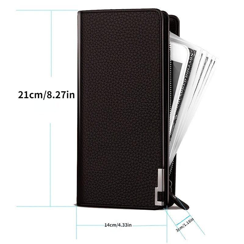 Men's Leather Zipper Long Wallet Business Large Wallet