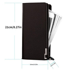 Men's Leather Zipper Long Wallet Business Large Wallet